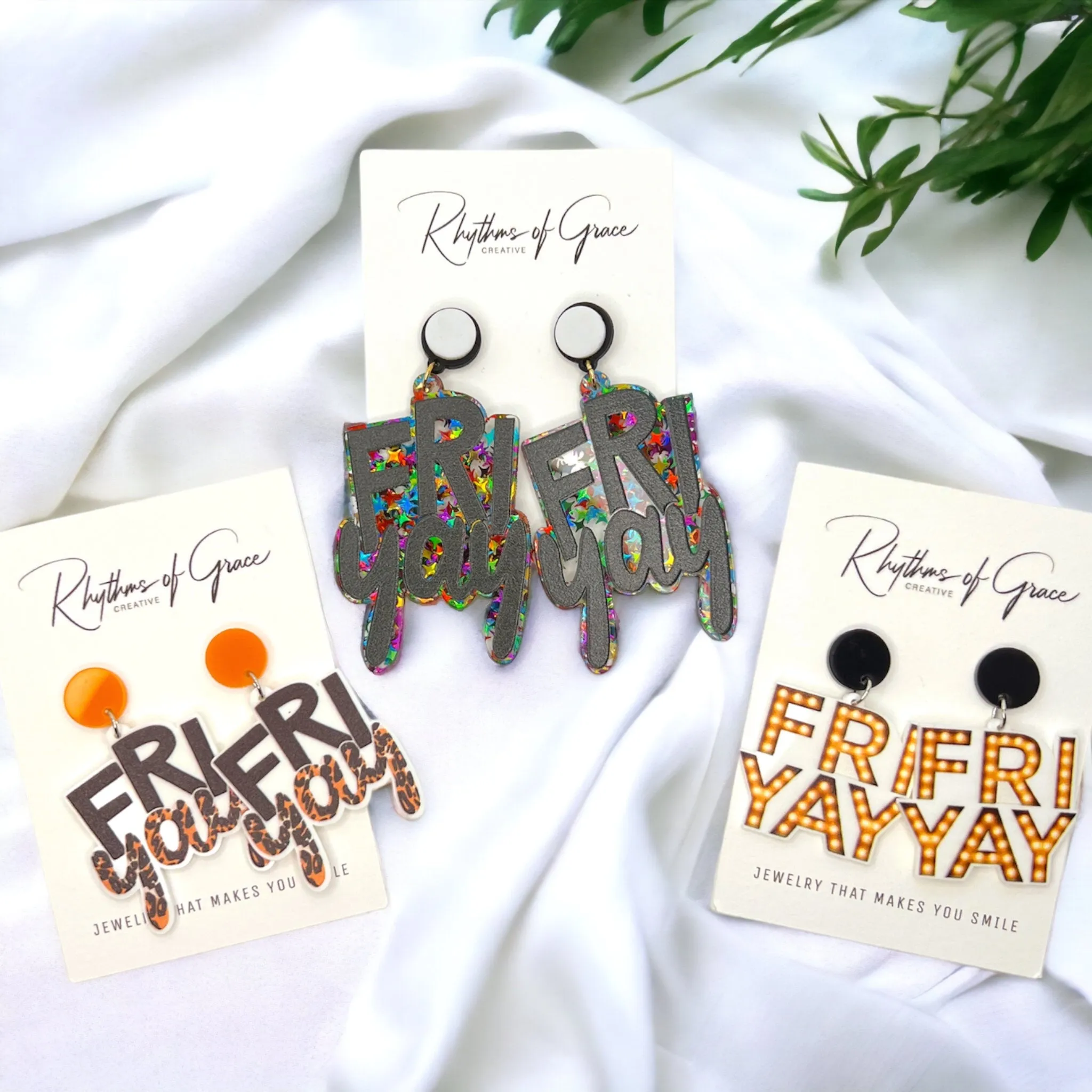 Friyay Earrings - Friday Earrings, Friday Accessories, Sassy Earrings, Fun Earrings, Sweet and Sassy