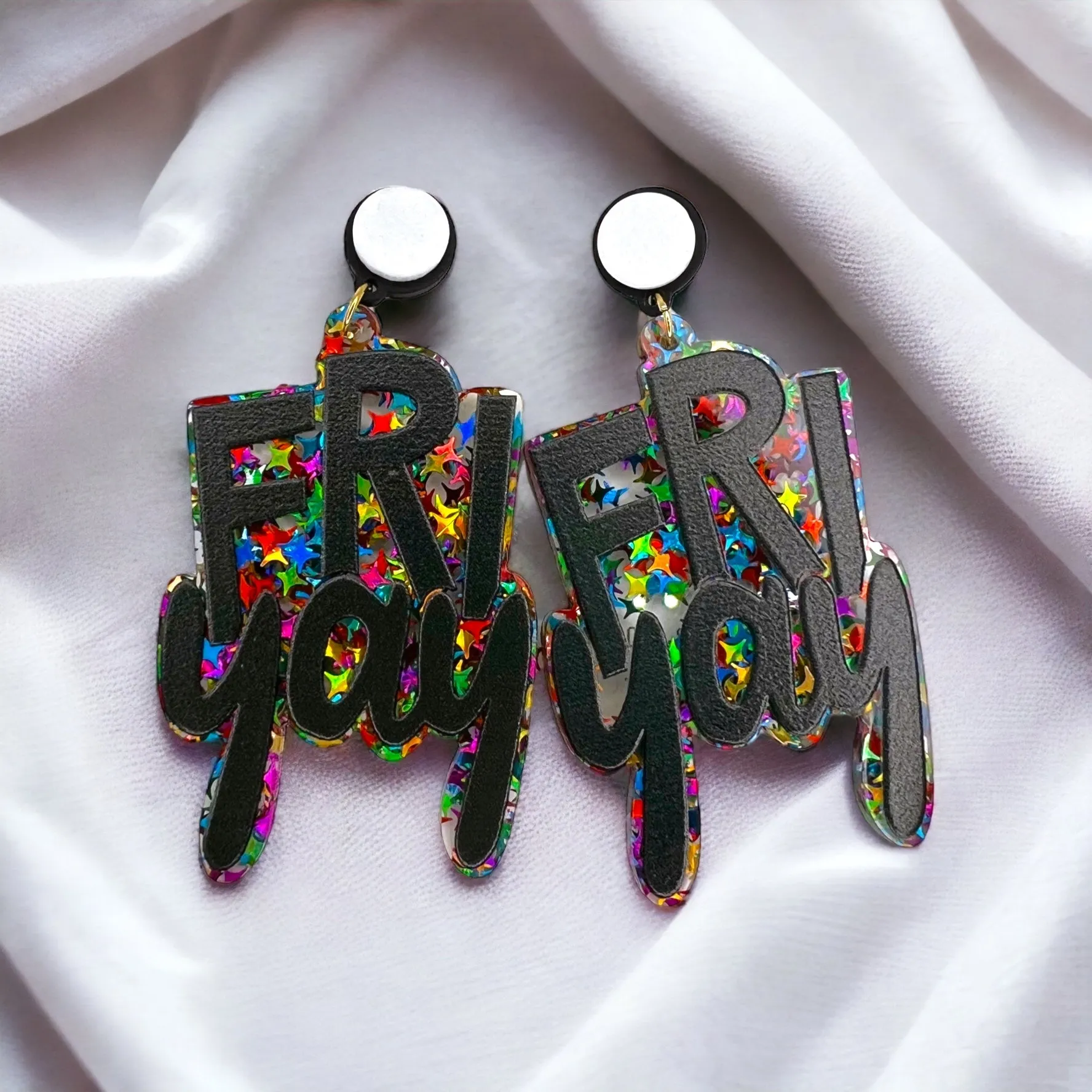 Friyay Earrings - Friday Earrings, Friday Accessories, Sassy Earrings, Fun Earrings, Sweet and Sassy