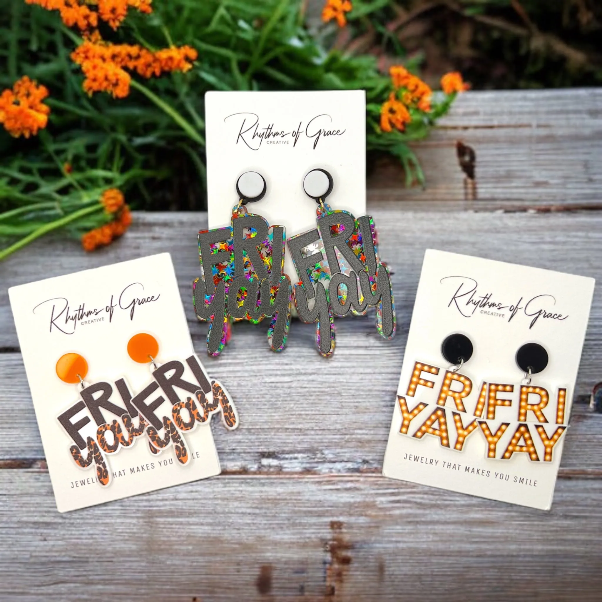 Friyay Earrings - Friday Earrings, Friday Accessories, Sassy Earrings, Fun Earrings, Sweet and Sassy