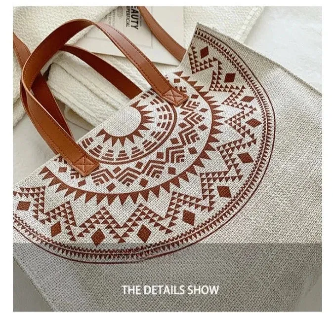 Geometric Round Portable Canvas Shoulder & Tote bag