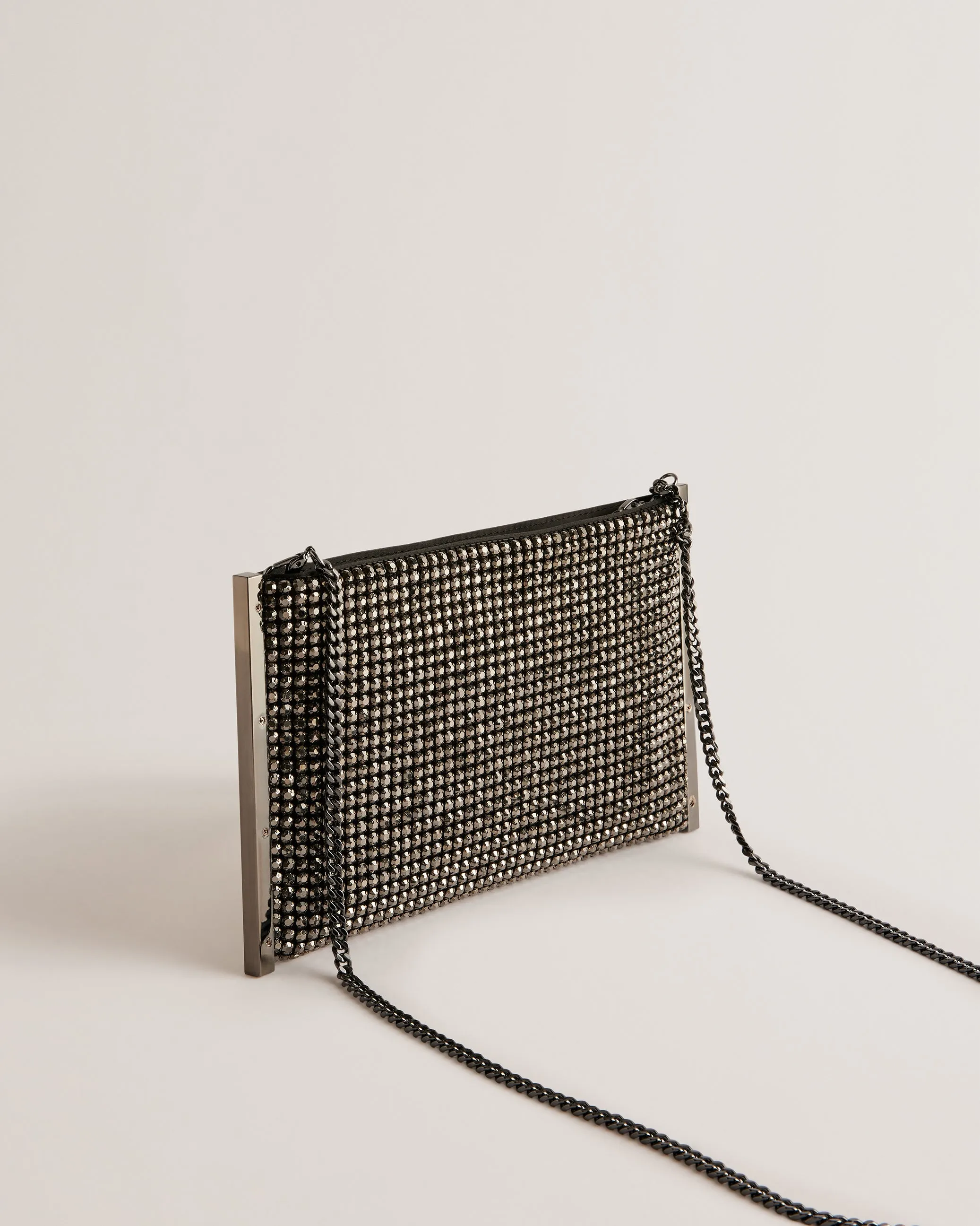 Glitzze Crystal Shoulder Bag Gunmetal