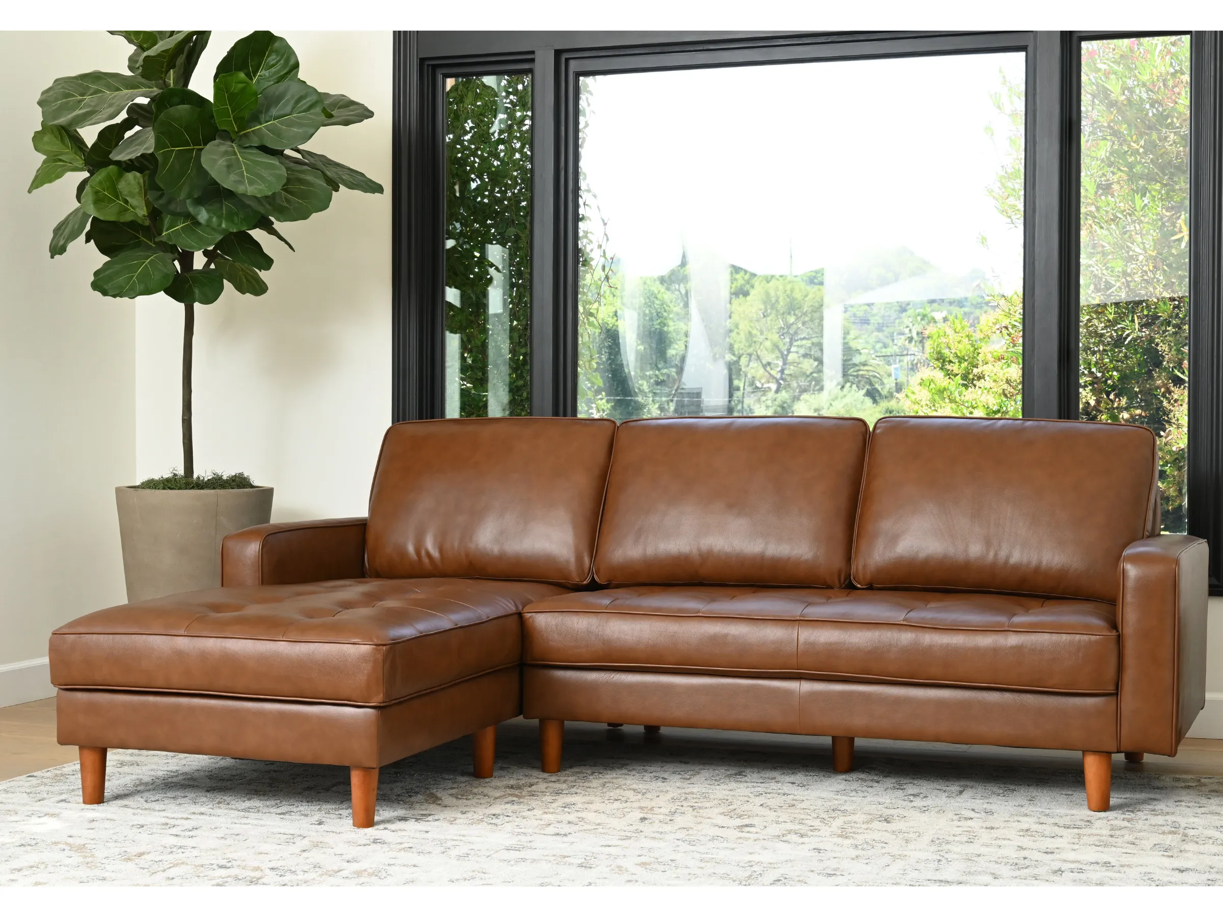 Holloway Mid-Century Leather Sectional