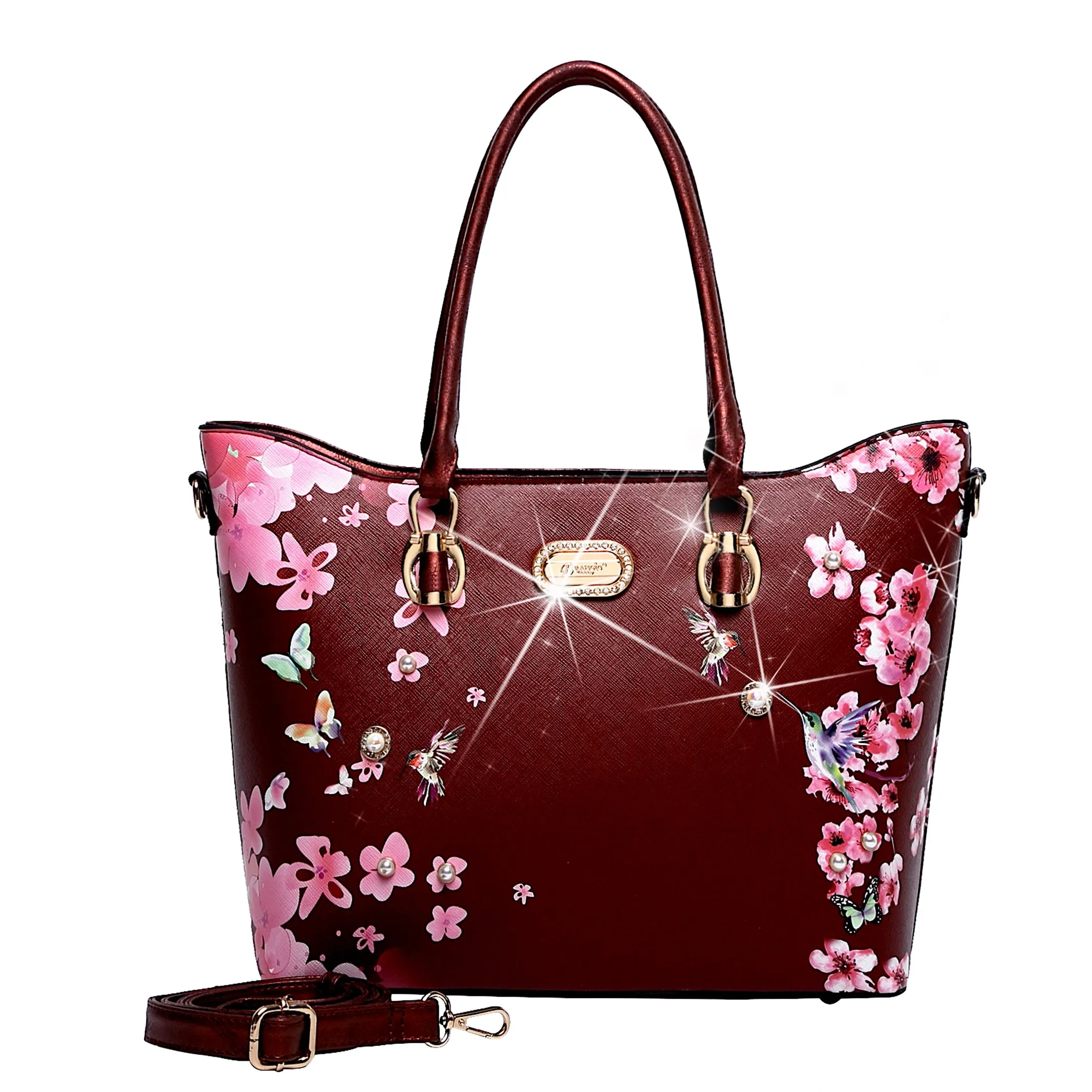 Hummingbird Bloom Scratch & Stain Resistant Top-Handle Bag