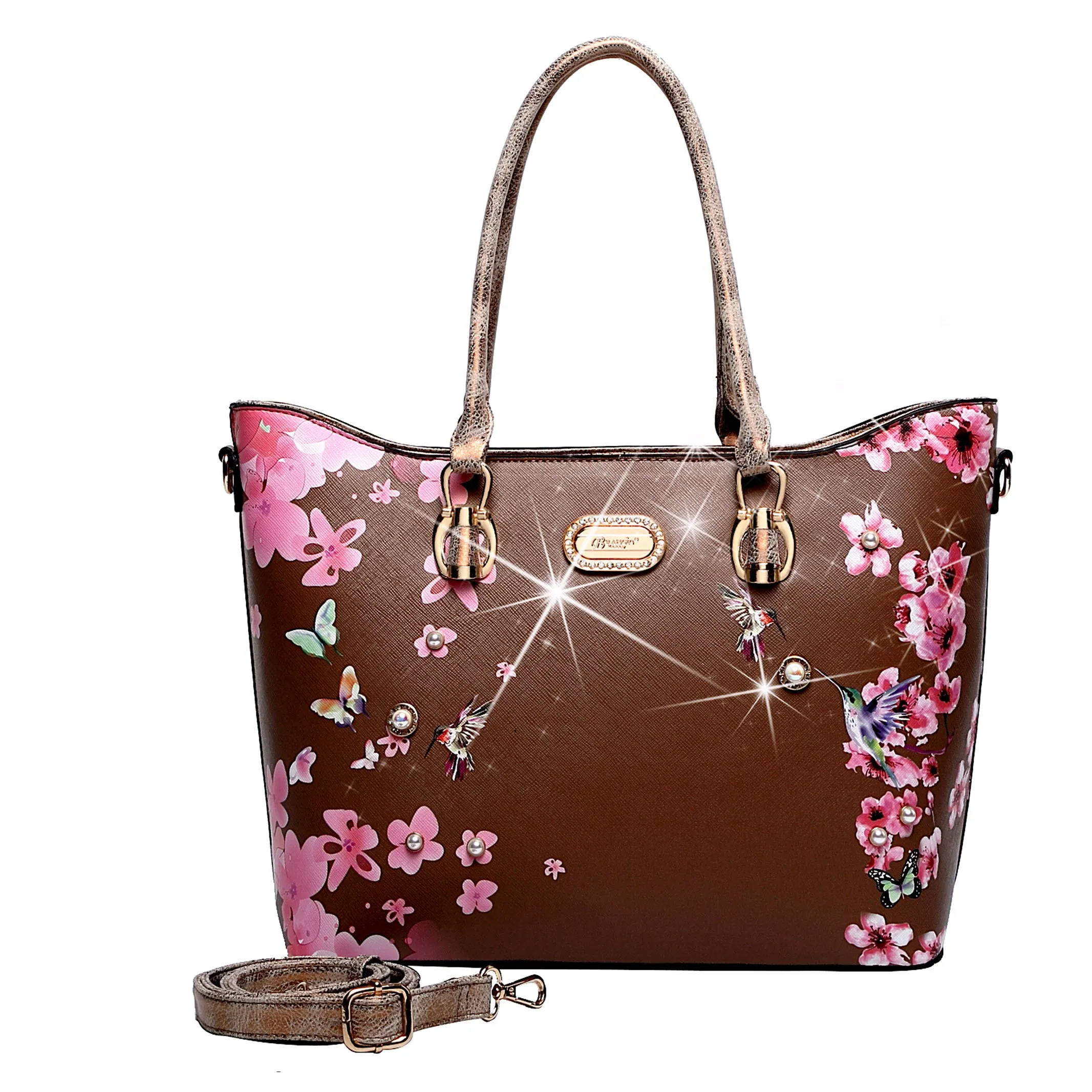 Hummingbird Bloom Scratch & Stain Resistant Top-Handle Bag