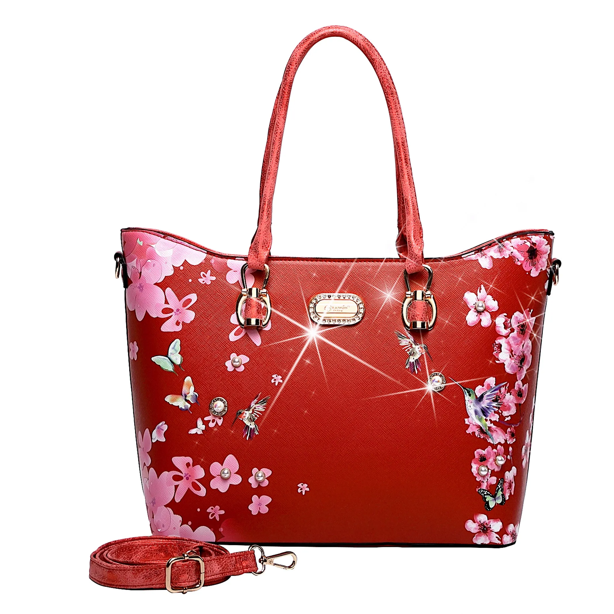 Hummingbird Bloom Scratch & Stain Resistant Top-Handle Bag