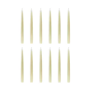 Ivory Dinner Candle 25cm, Set of 12