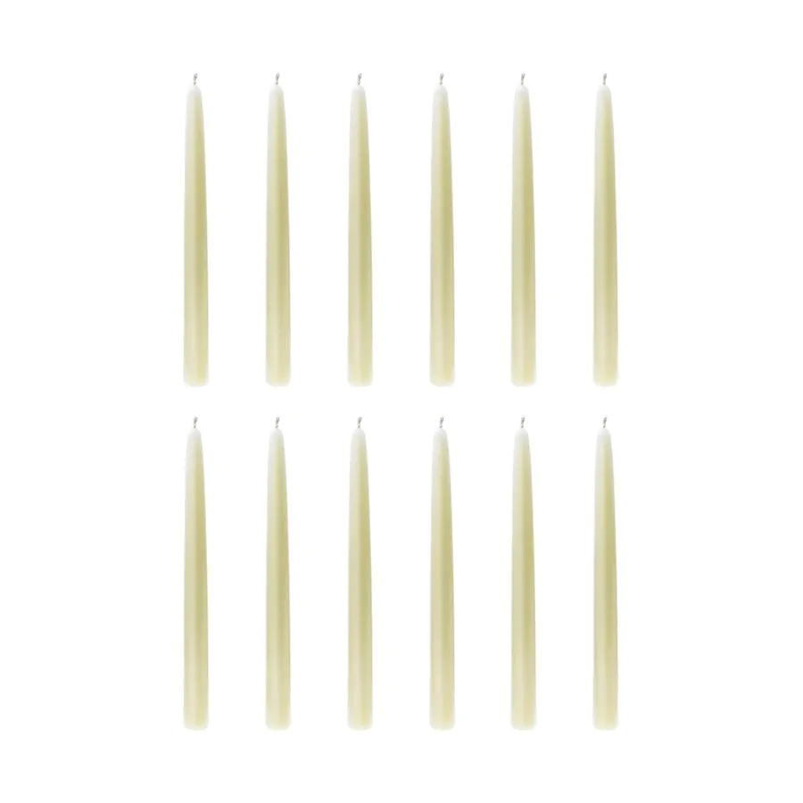 Ivory Dinner Candle 25cm, Set of 12