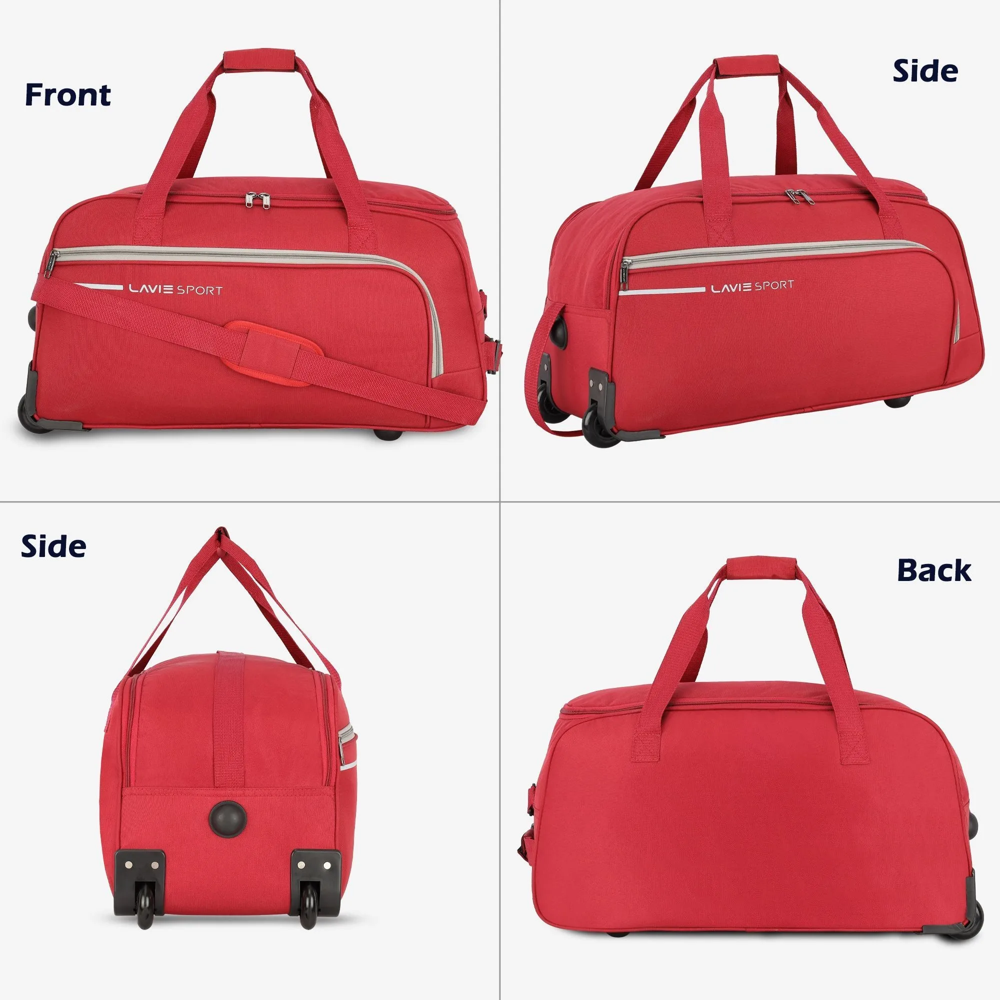 Lavie Sport Galactic M Medium Size 57 cms Wheel Duffle Bag | 2 Wheel Duffle Bag Red