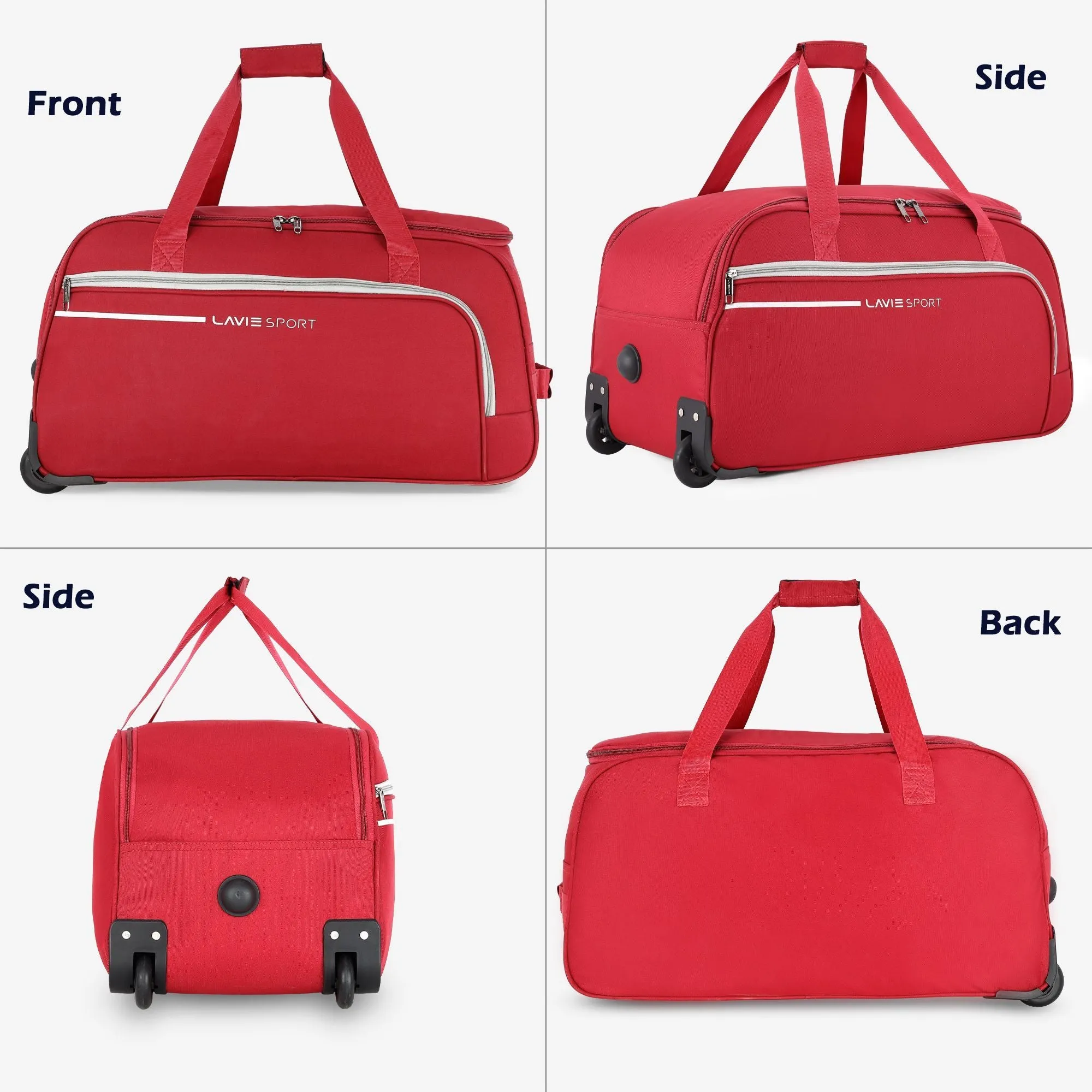 Lavie Sport Large Size 62 Cms Galactic Wheel Duffle Bag | Red