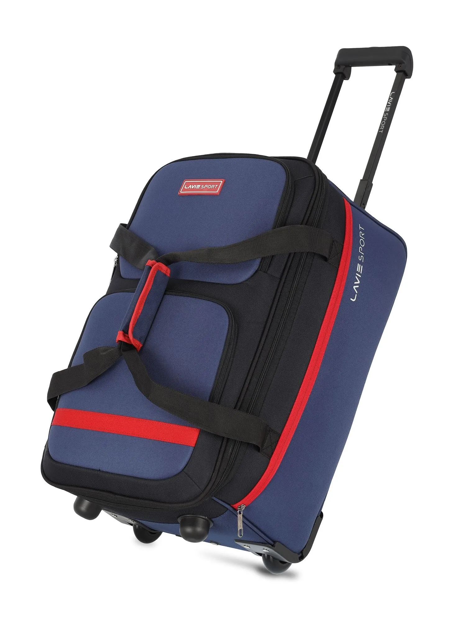 Lavie Sport Medium size 53 cms Extreme Wheel Duffle Push Button Trolley Bag| Trolley Bag Navy