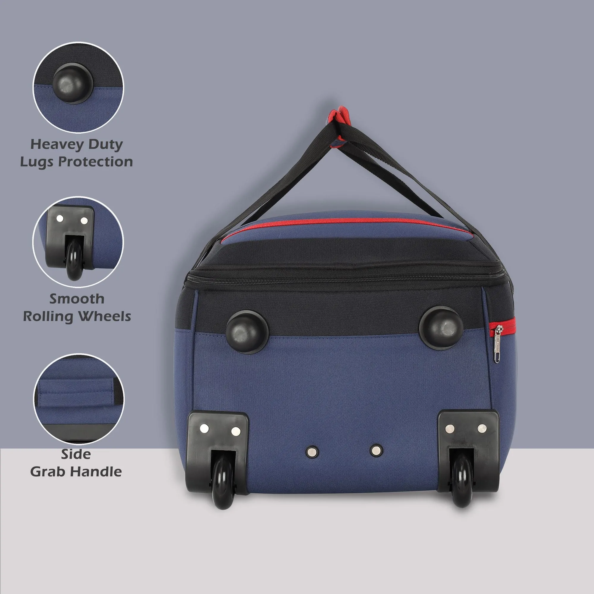 Lavie Sport Medium size 53 cms Extreme Wheel Duffle Push Button Trolley Bag| Trolley Bag Navy