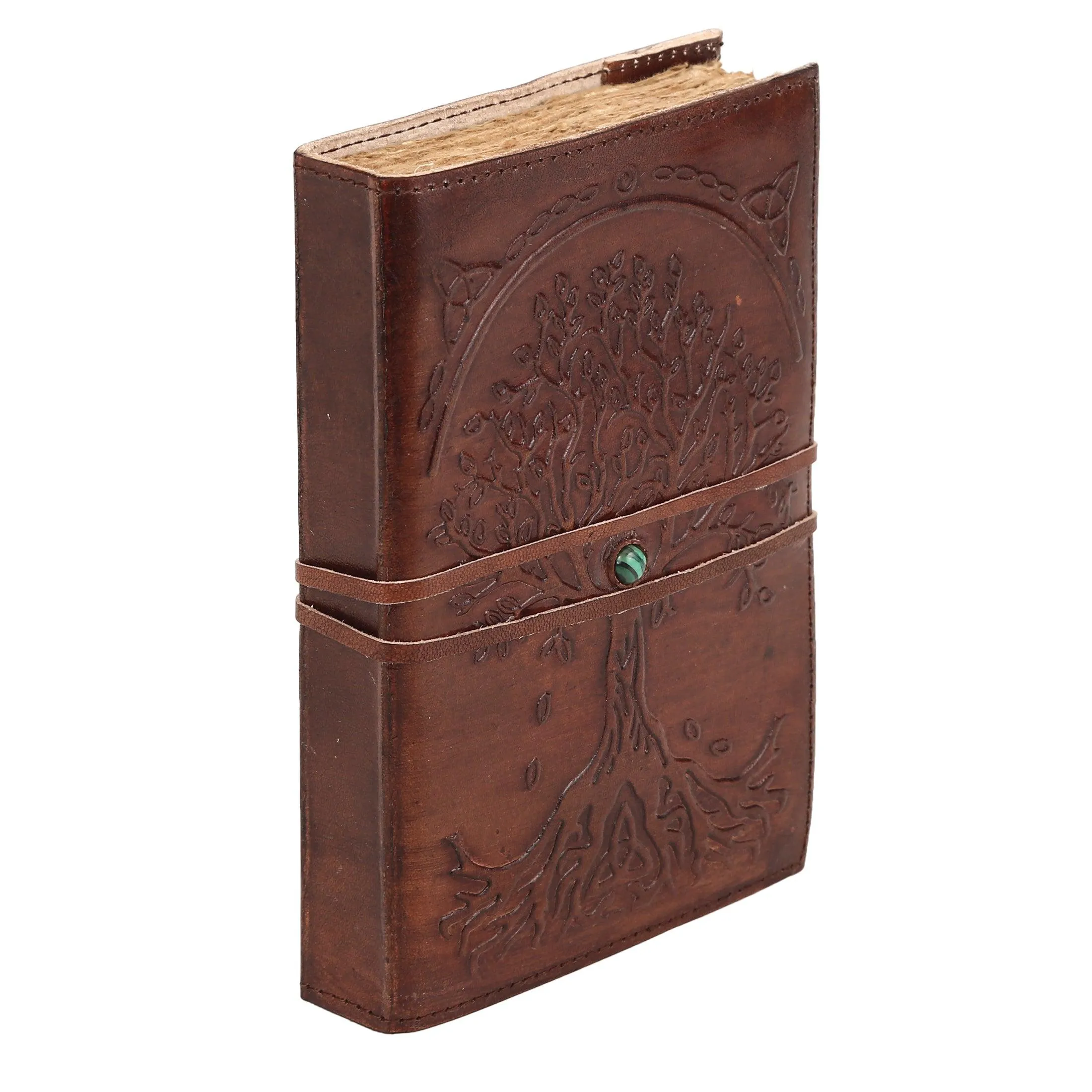 Leather Journal Refillable Lined Deckle Paper Tree of Life Handmade writing Notebook Diary Leather Bound Daily Notepad for women and men Writing pad Gift for Artist Sketch (8x6 deckle brown)