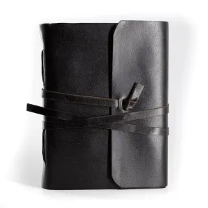 Leather Journal/Writing Notebook Diary/Bound Daily Notepad For Men & Women Unlined Paper Medium 8 x 6 Inches, writing pad (Plain Black, 8 x 6 Inches)