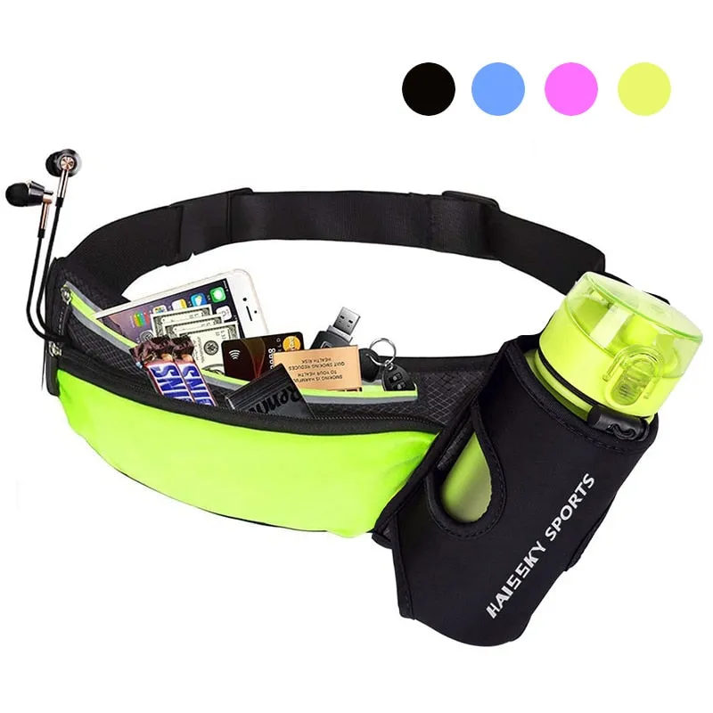 Marathon Racing Hydration Belt Bag Running Waist Pack Sports Bag Climbing Hiking Gym Fitness Waist Pouch with Water Bottle