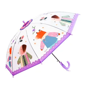 Ms.Foxy Transparent Style Purple Umbrella for Kids