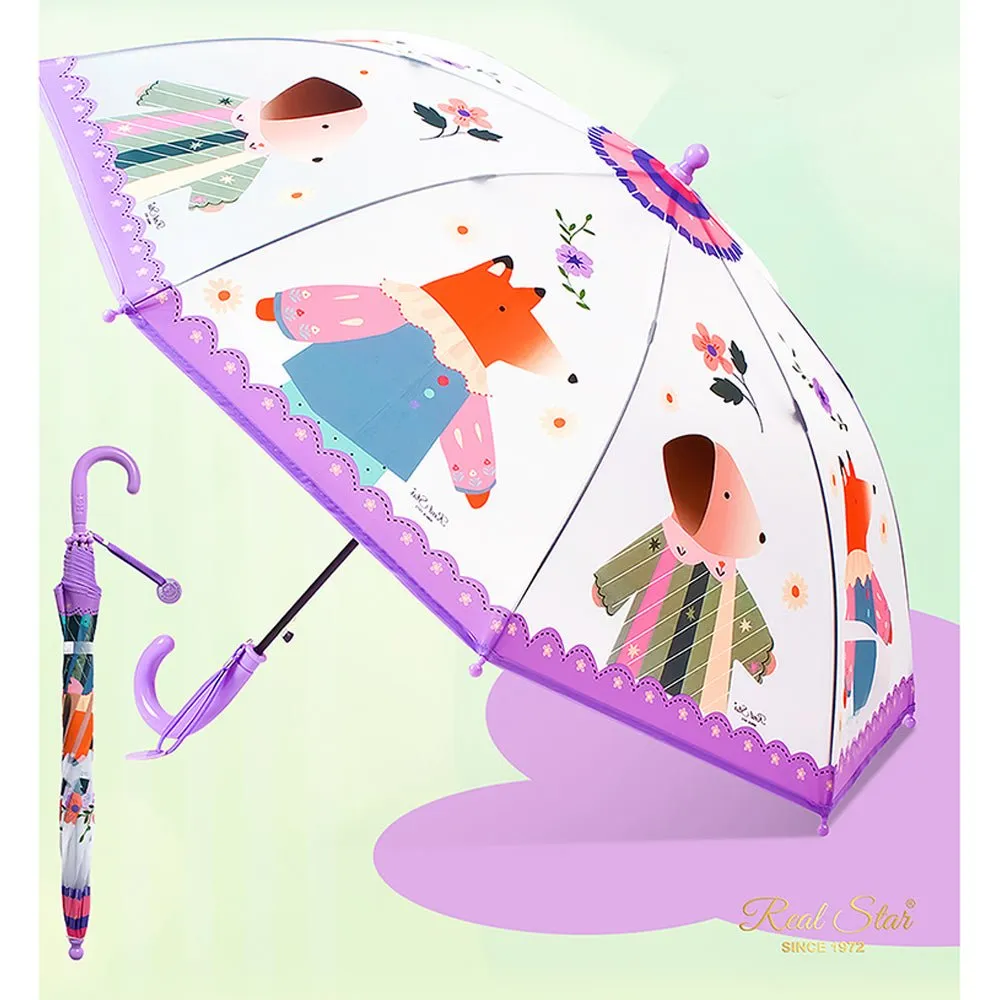 Ms.Foxy Transparent Style Purple Umbrella for Kids