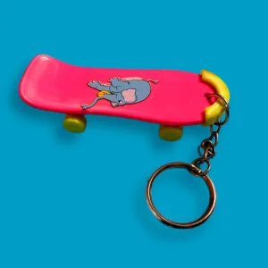 Neon 80s mini pink skateboard charm