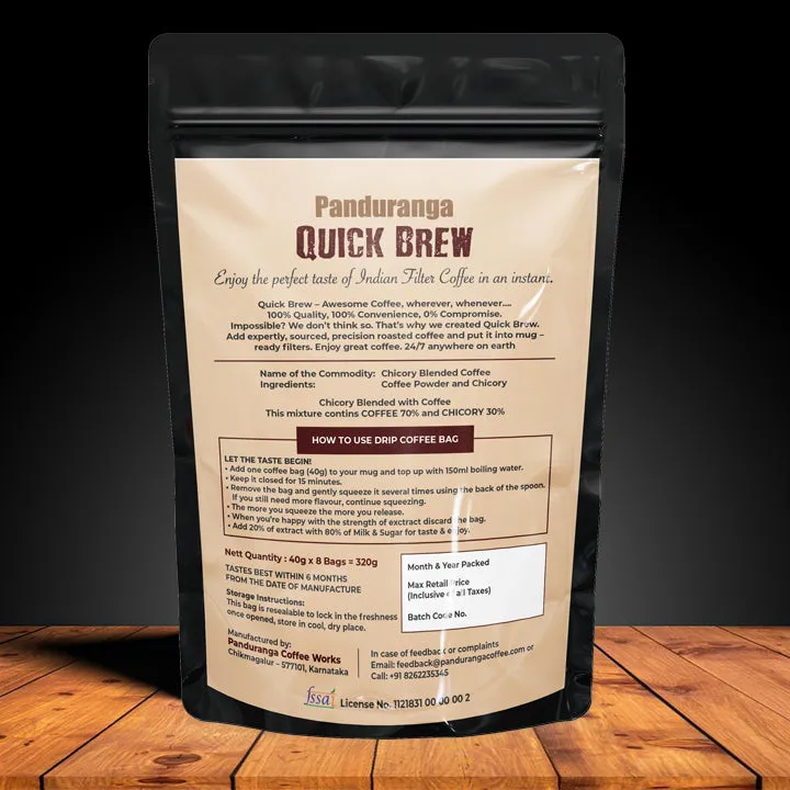 NEW LAUNCH- QUICK BREW FILTER COFFEE 8 DIP SACHETS (makes 4 coffee's in each)