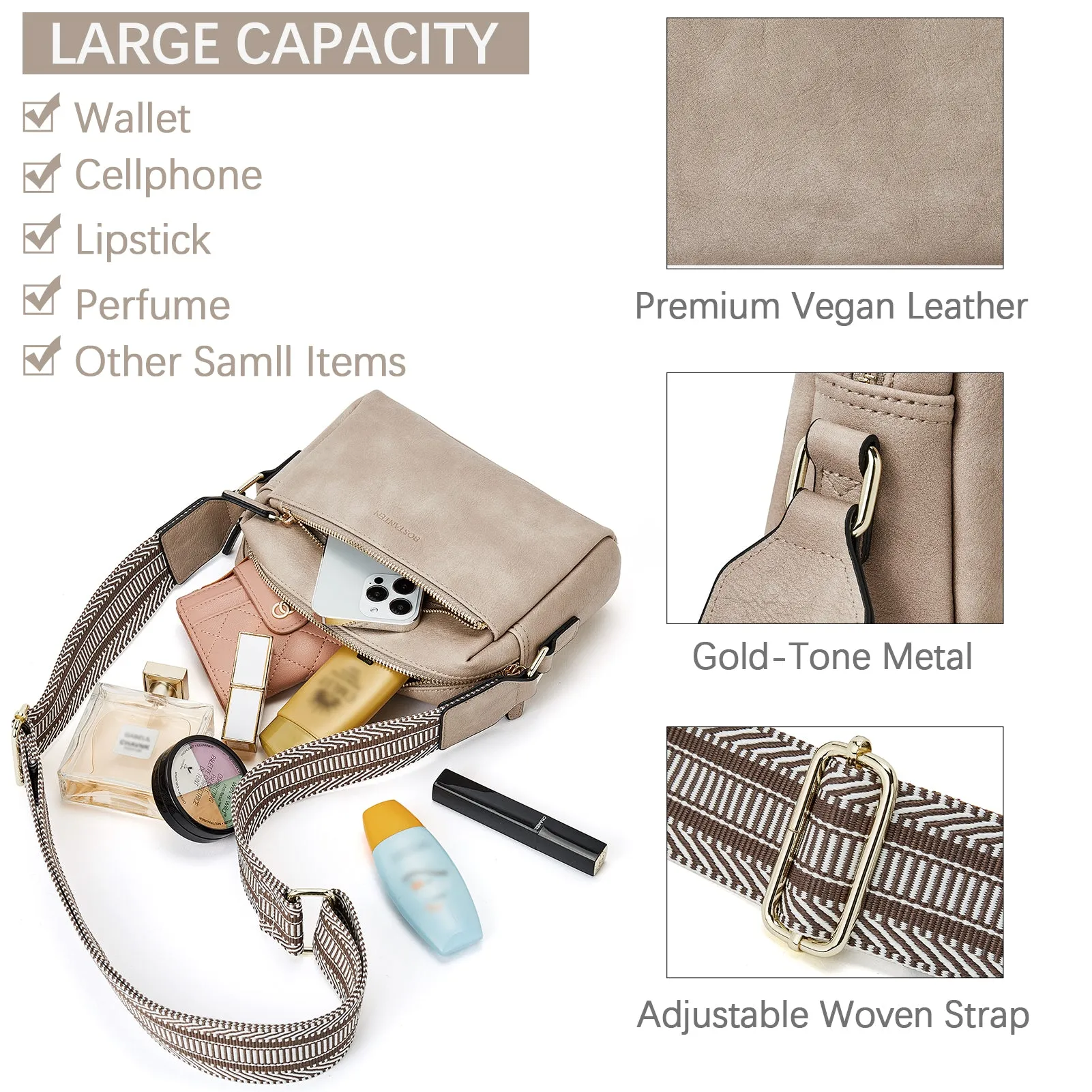 Nola Keep Your Essentials Organized with a Triple Zip Cell Phone Leather Handbag