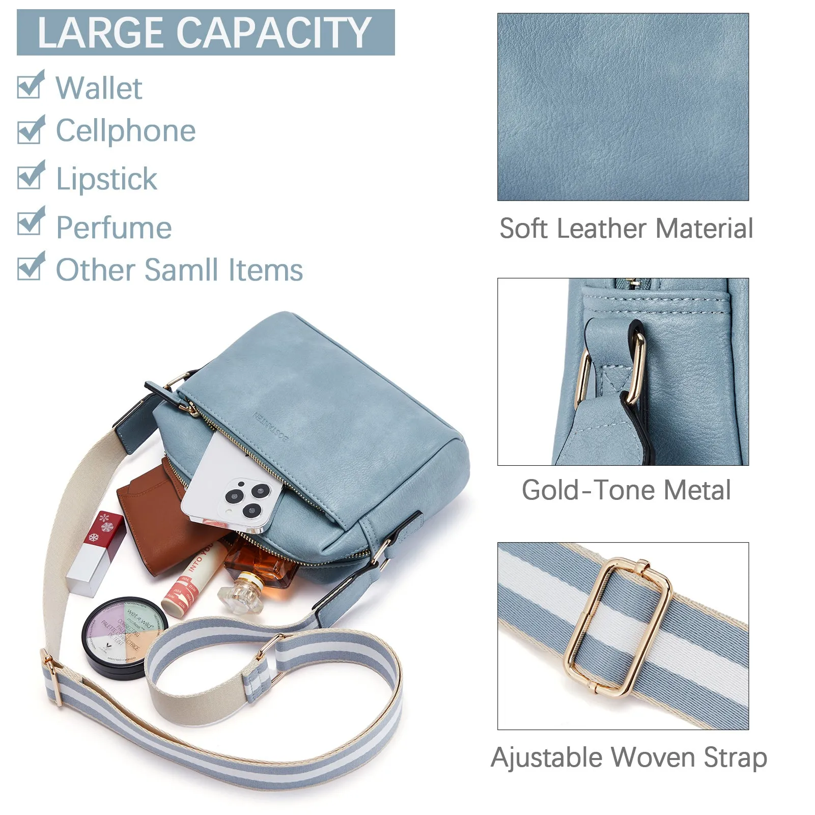 Nola Keep Your Essentials Organized with a Triple Zip Cell Phone Leather Handbag