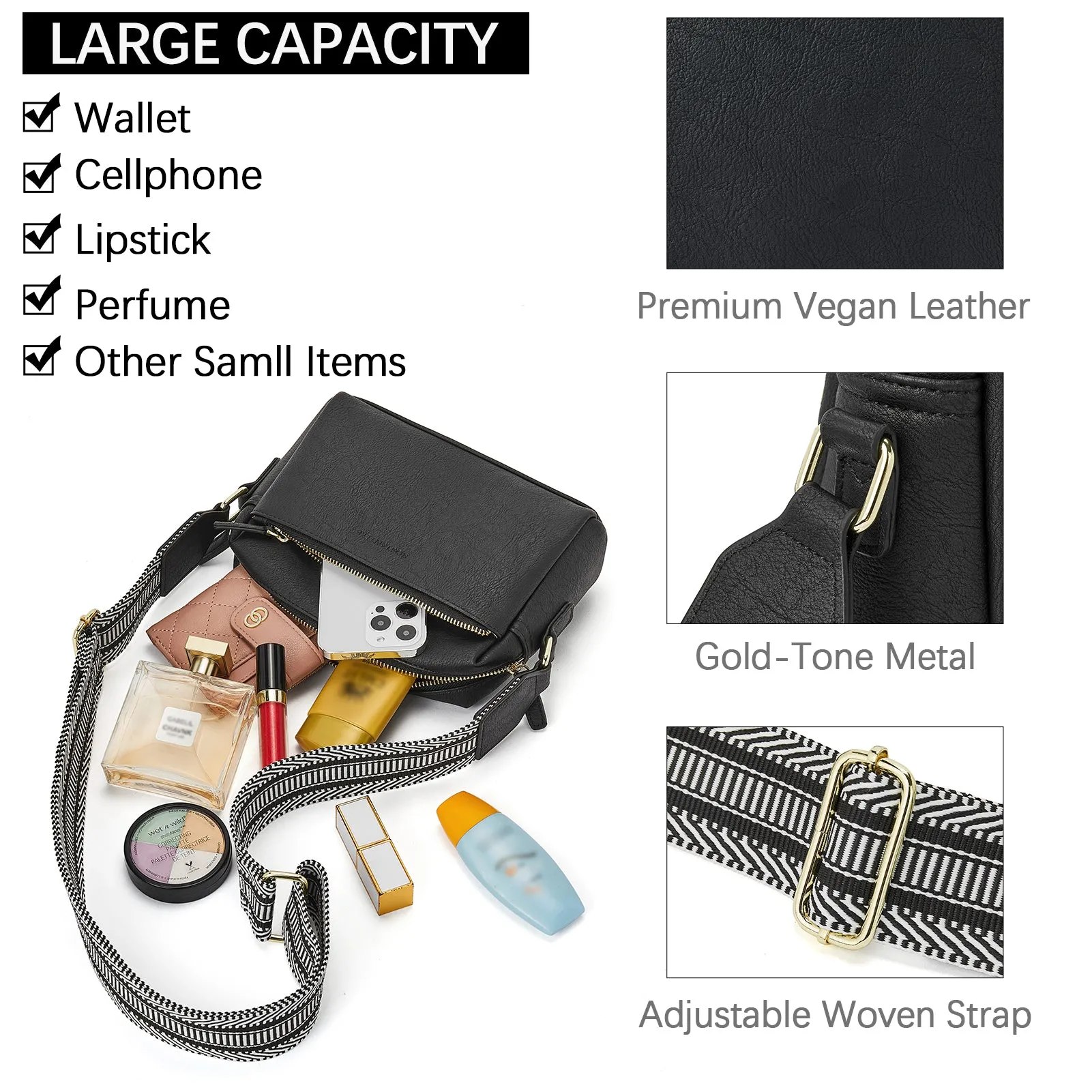 Nola Keep Your Essentials Organized with a Triple Zip Cell Phone Leather Handbag