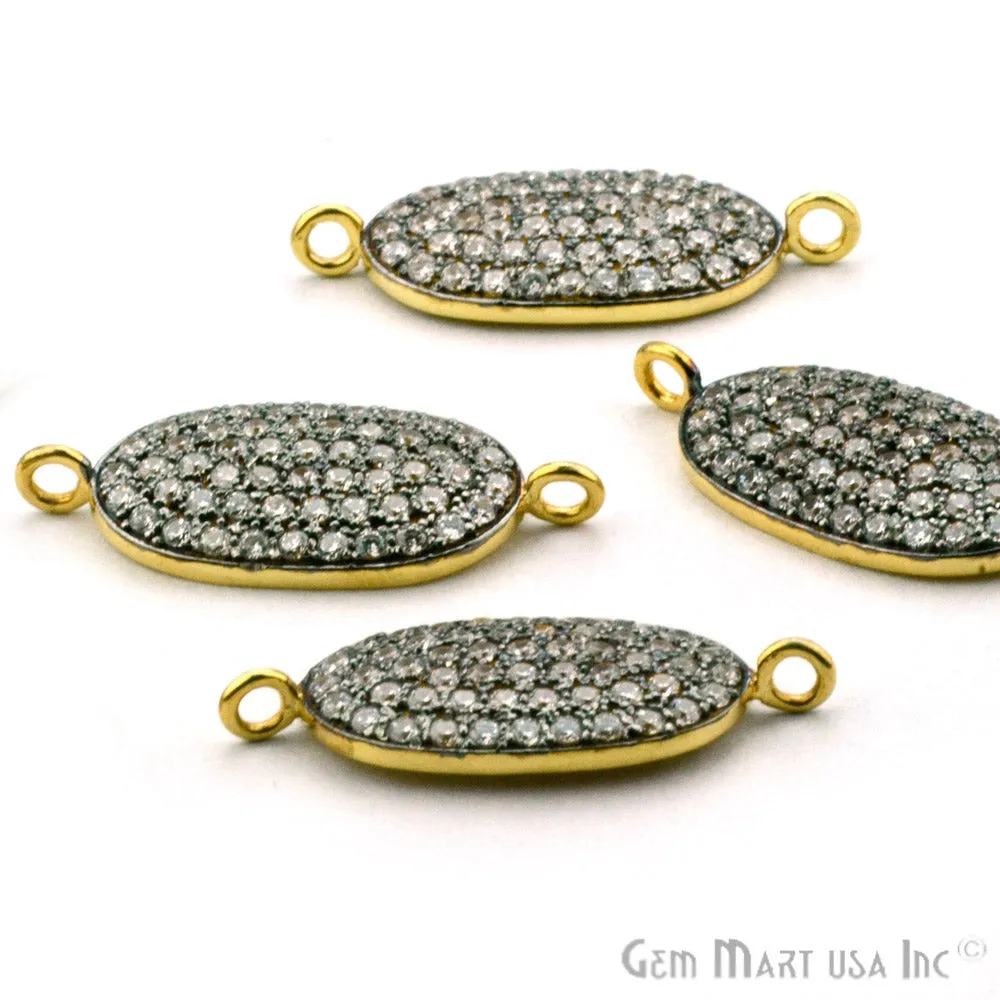 'Oval' CZ Pave Gold Vermeil Charm for Bracelet & Pendants