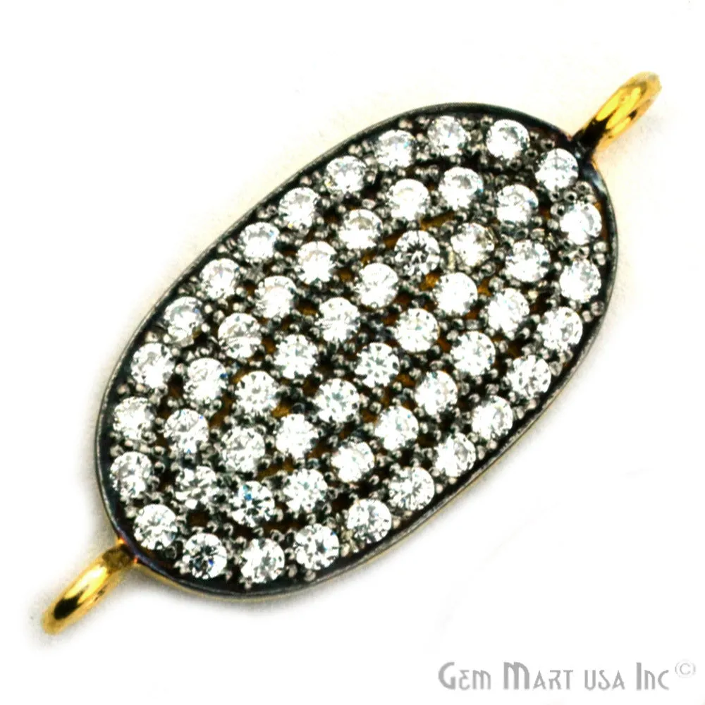 'Oval' CZ Pave Gold Vermeil Charm for Bracelet & Pendants