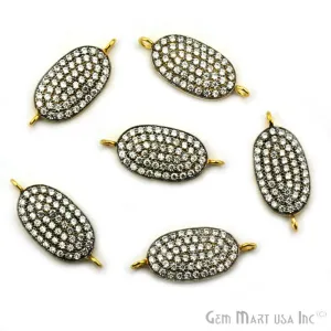 'Oval' CZ Pave Gold Vermeil Charm for Bracelet & Pendants