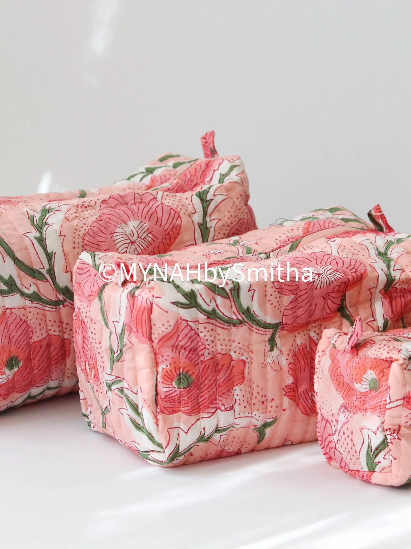 Peach Poppies Zipper Bag