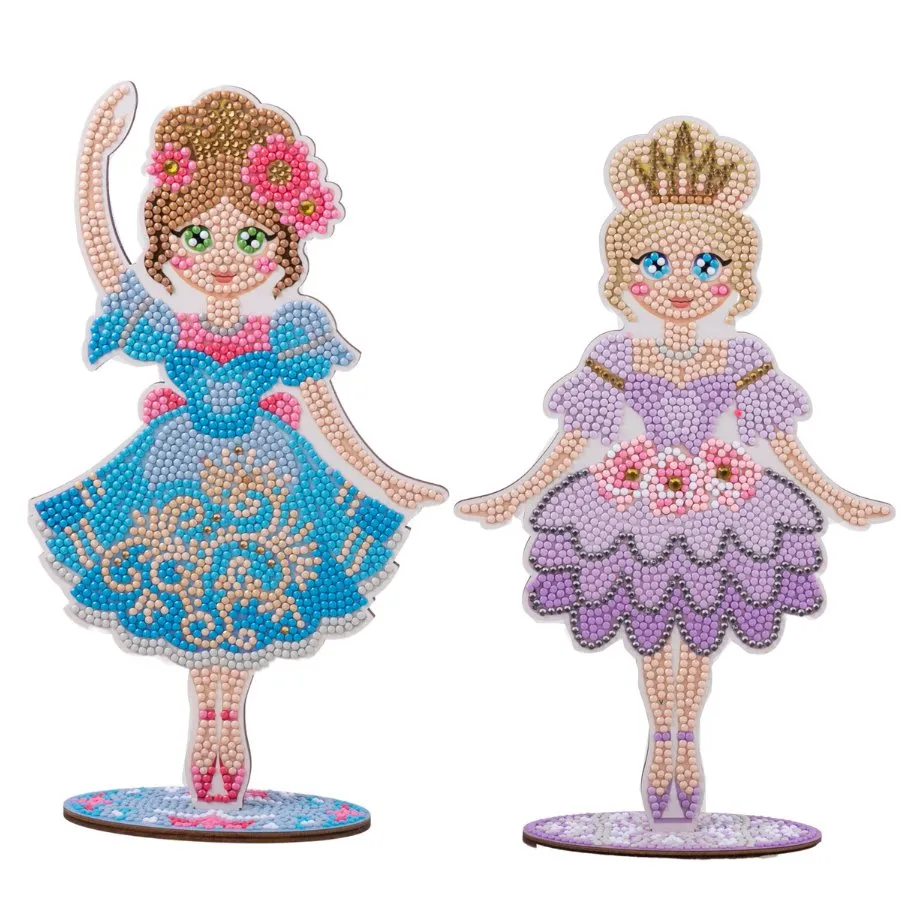 "Ballerinas" Crystal Art Wooden Kit Set of 4