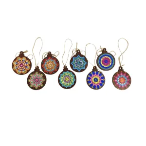 "Mandala Mayhem" Festive Hanging Decorations Crystal Art Set of 8