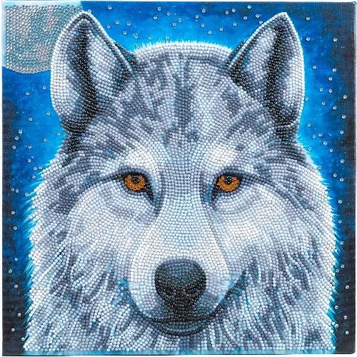 "Moonlight Wolf" by Rachel Froud Crystal Art Canvas 30x30cm