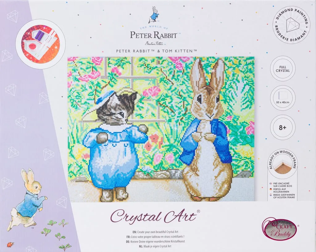 "Peter Rabbit and Tom Kitten" Crystal Art Canvas 40x50cm