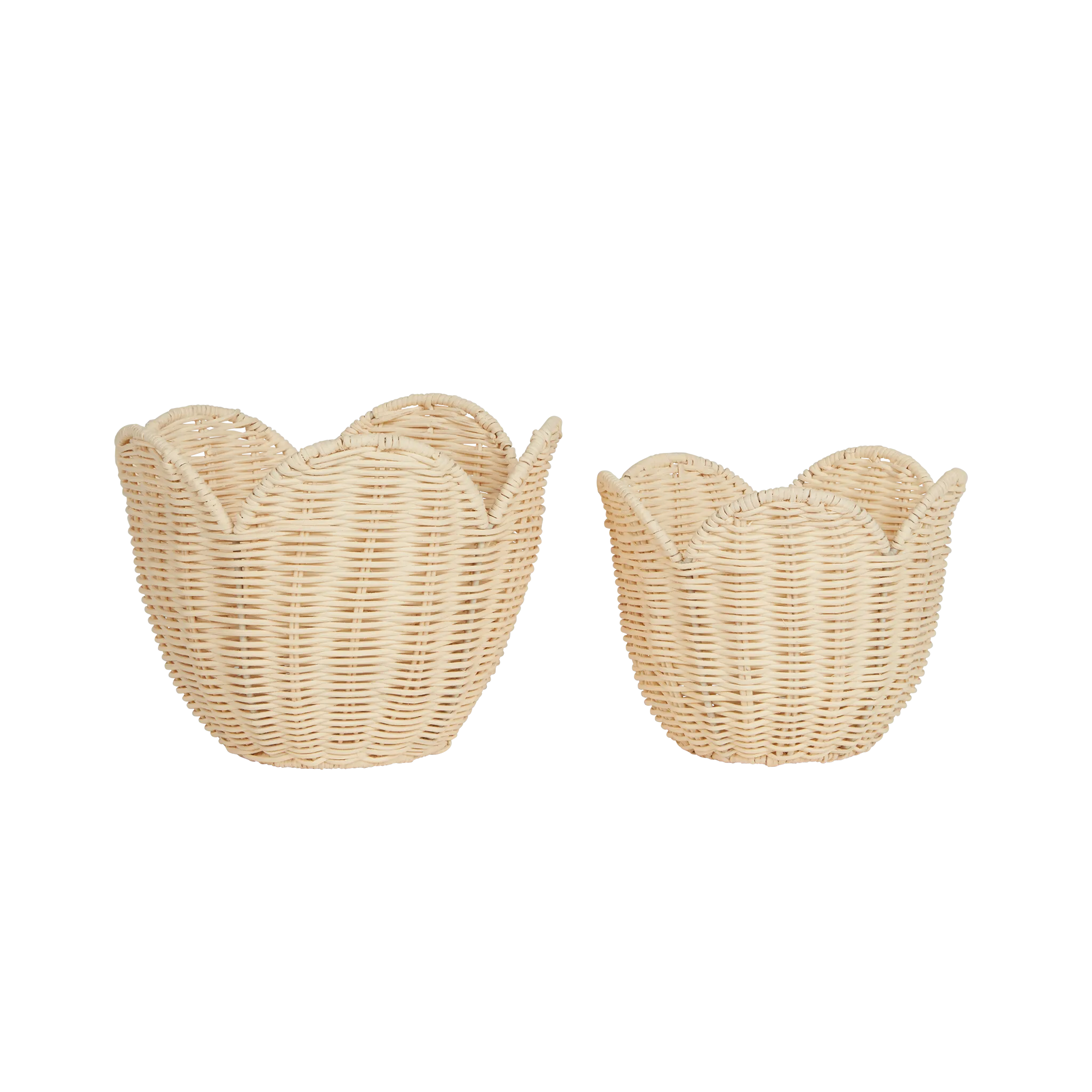 Rattan Lily Basket Set - Buttercream