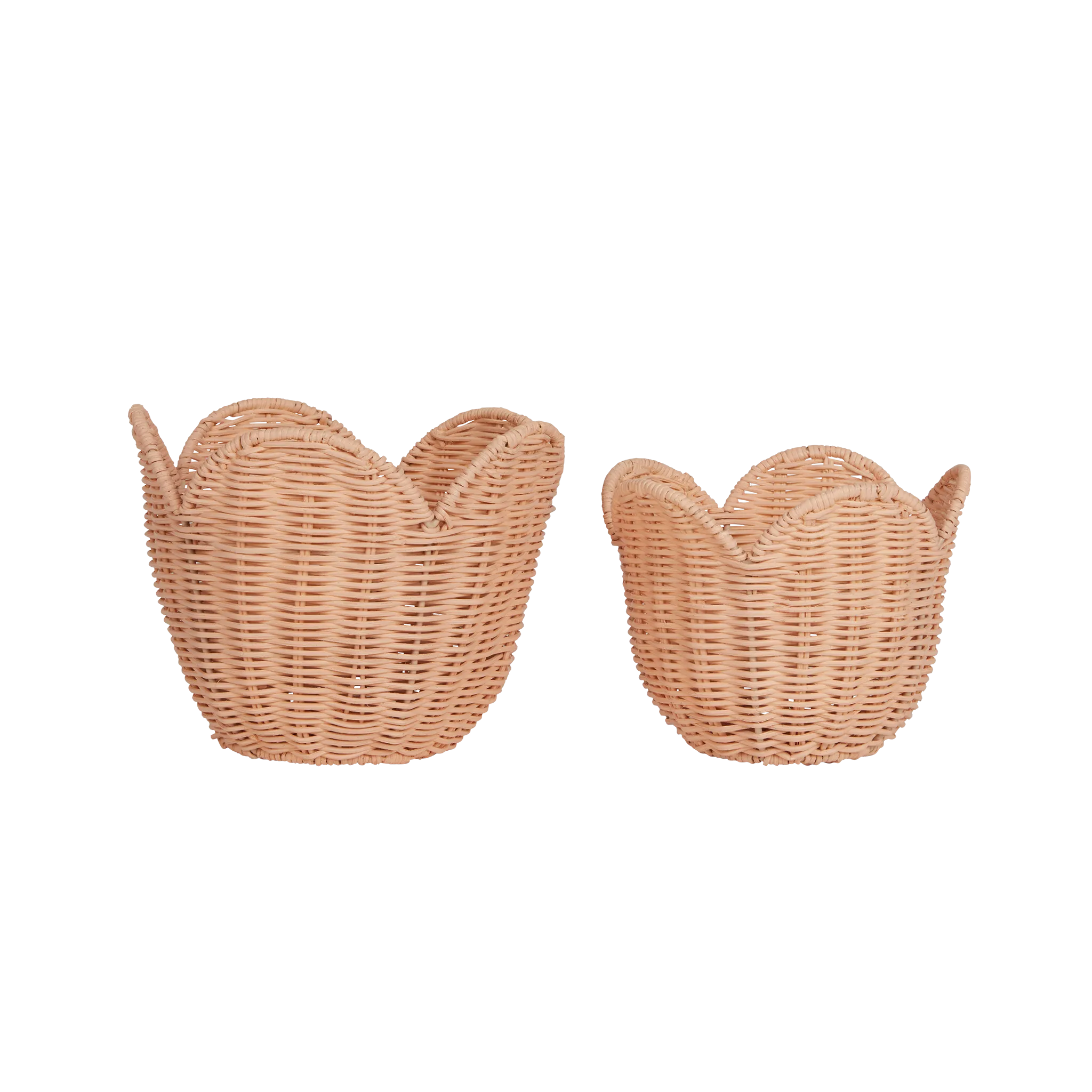 Rattan Lily Basket Set - Seashell Pink