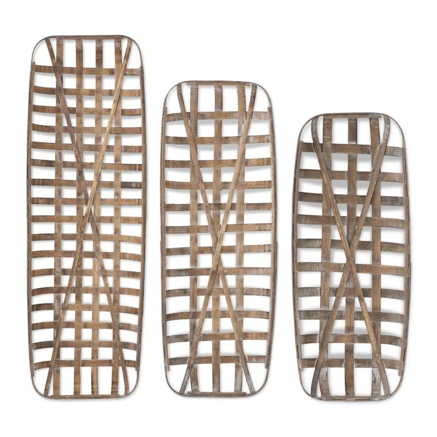 Rectangular Bamboo Woven Slat Trays Item 16027A