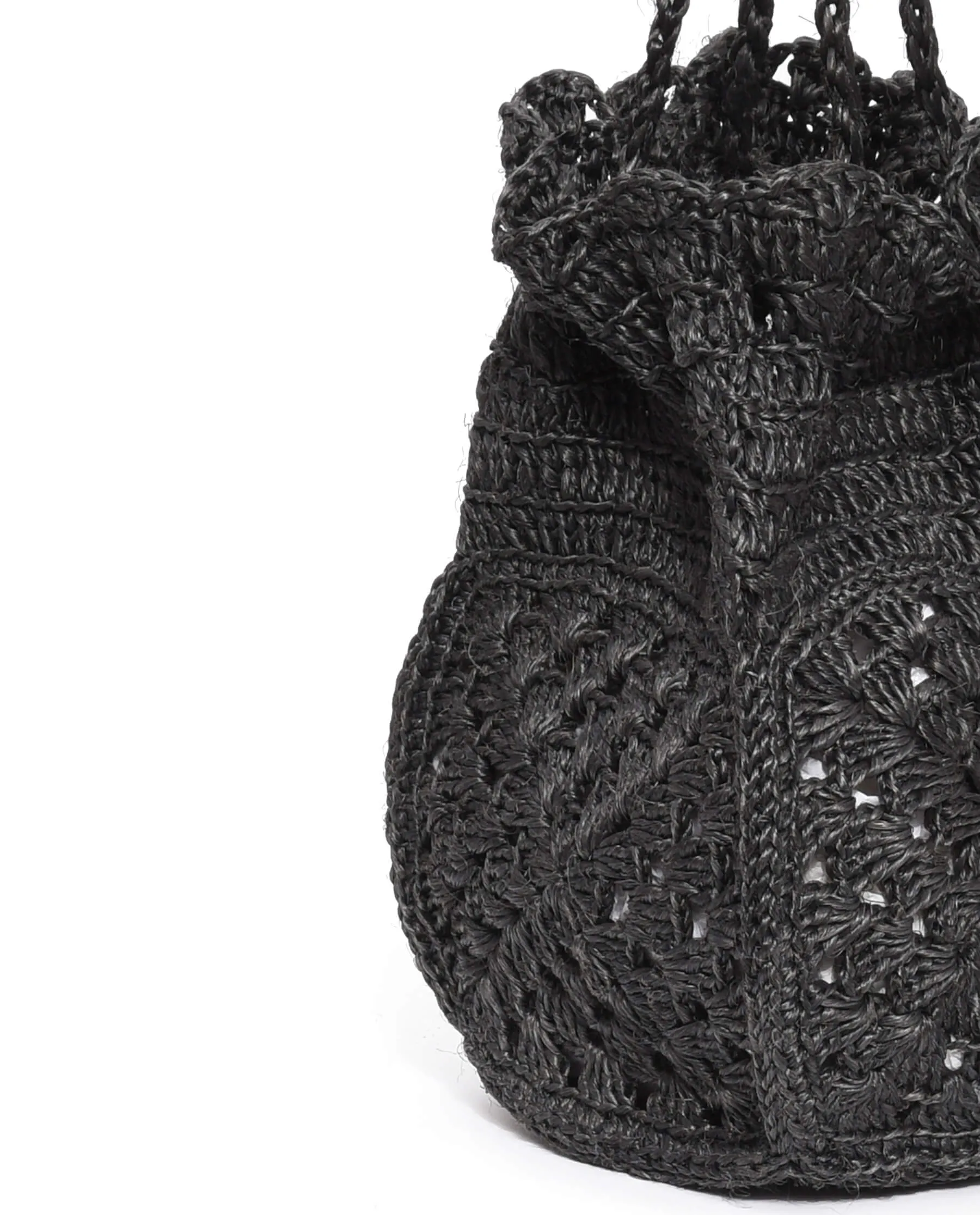 The Crochet Drawstring Bag. -- Black