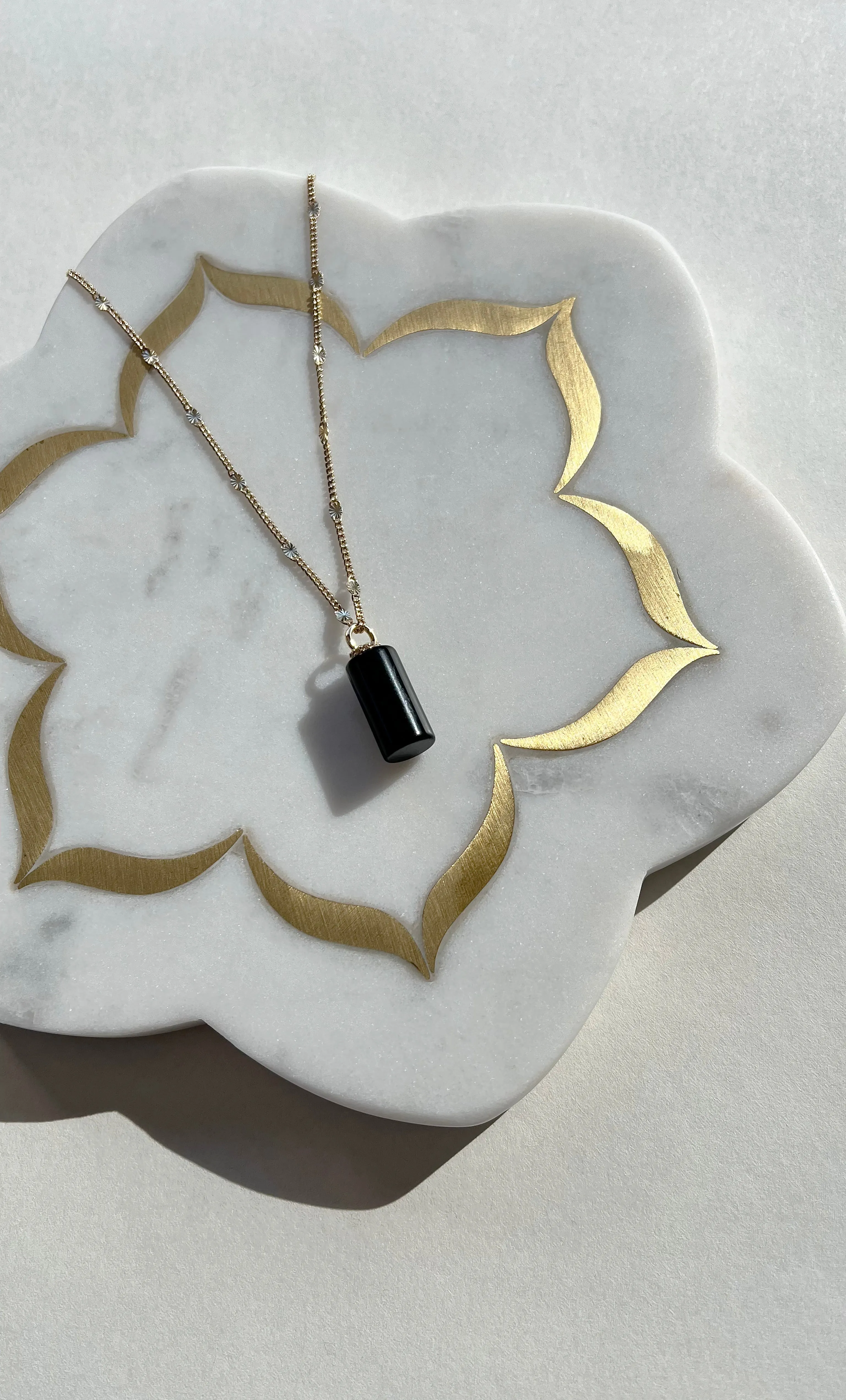 The Tunik Message in a Bottle Charm Necklace - Onyx