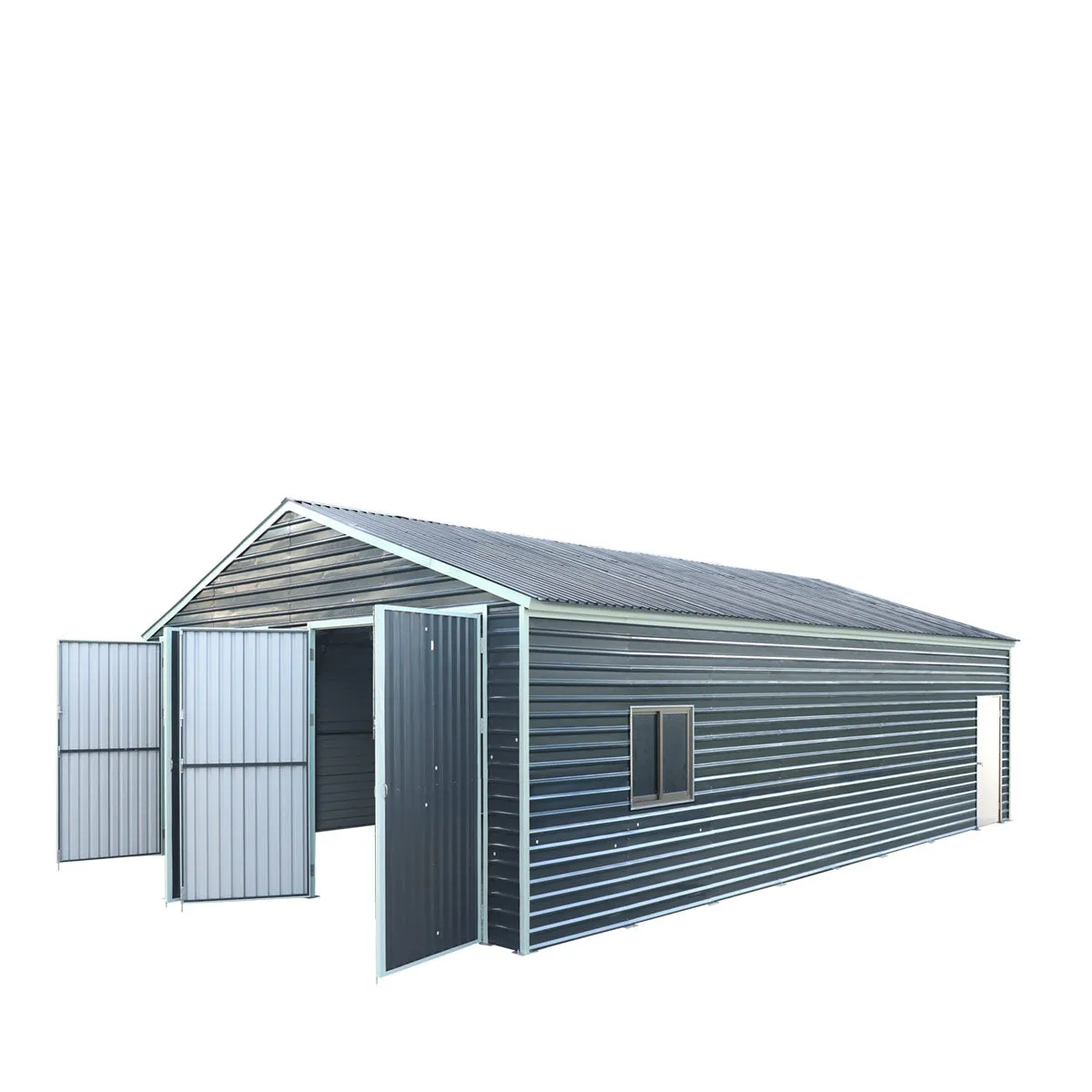 TMG Industrial 26’ x 40’ Metal Garage Shed with 9’ High Double Front Doors, 14’ Peak Height, Side Entry Door, 1040 Sq-Ft Floor Space, TMG-MS2640