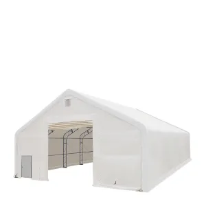 TMG Industrial 40' x 40' Dual Truss Storage Shelter with Heavy Duty 21 oz PVC Cover & Drive Through Doors, TMG-DT4041