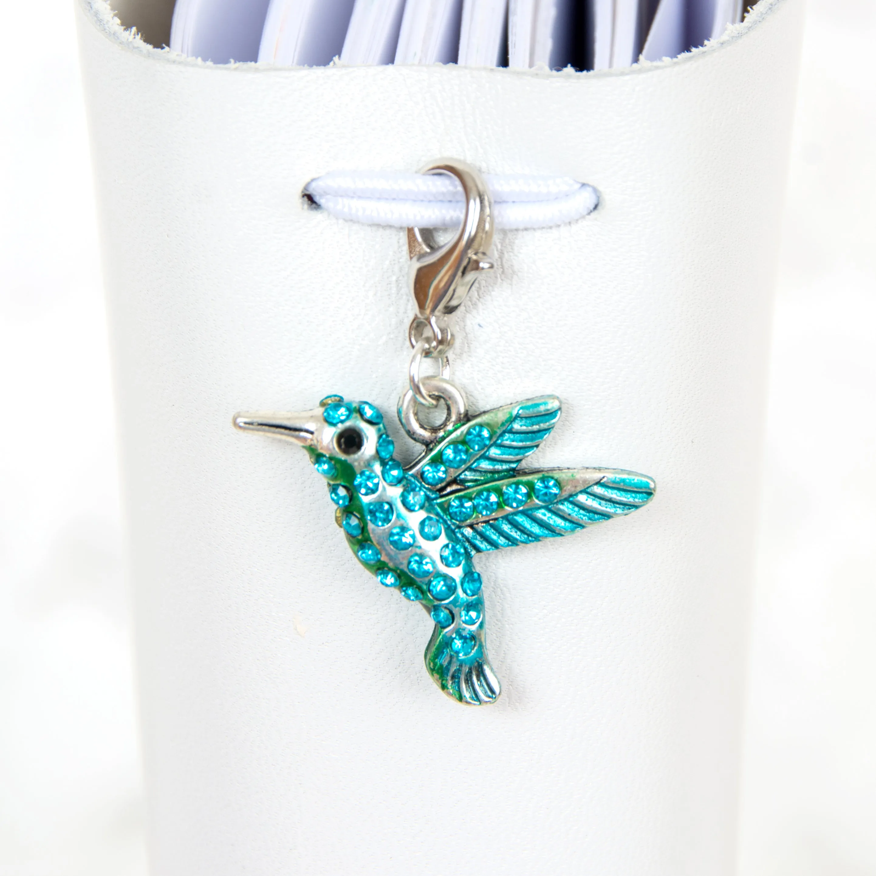 Turquoise Rhinestone Hummingbird Charm