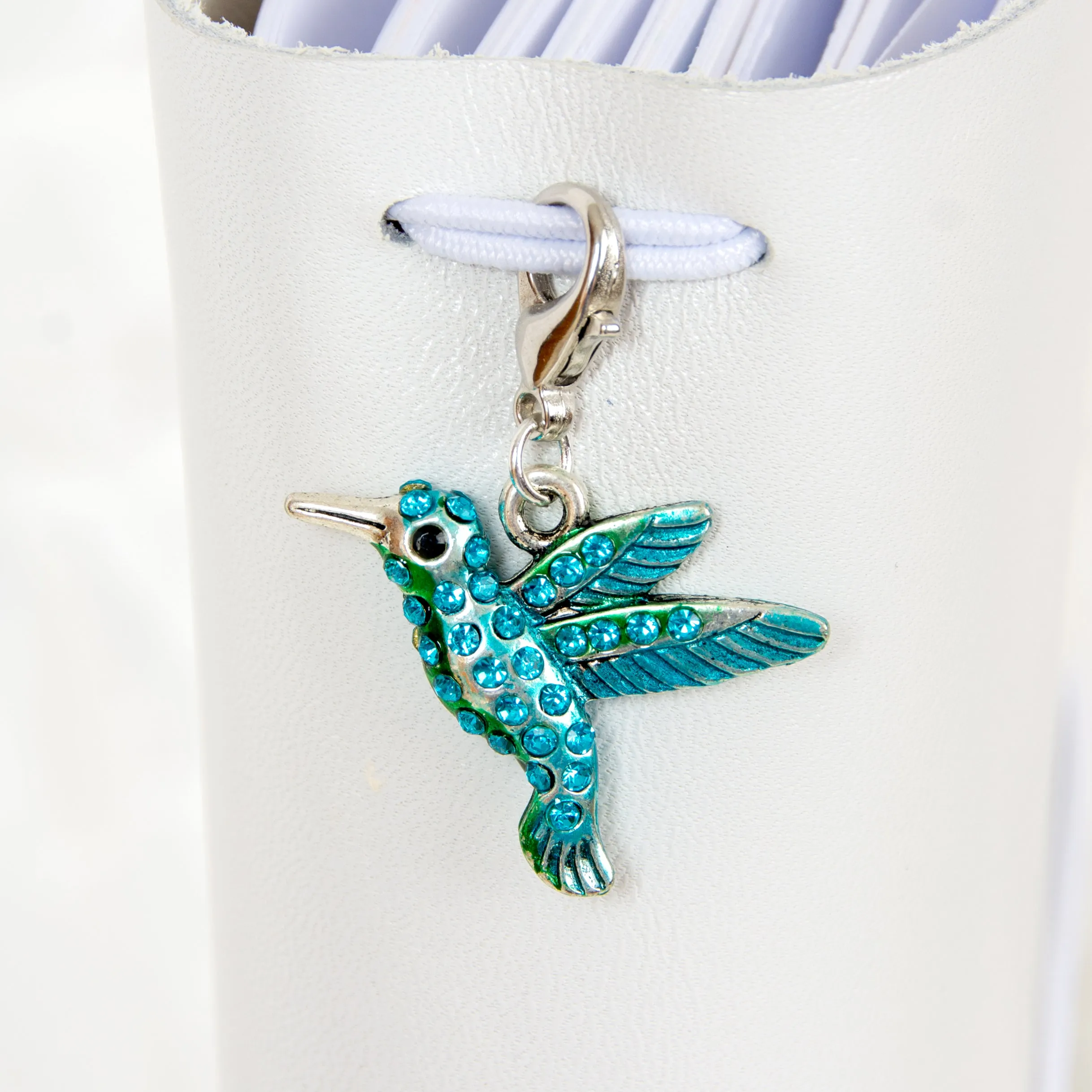 Turquoise Rhinestone Hummingbird Charm