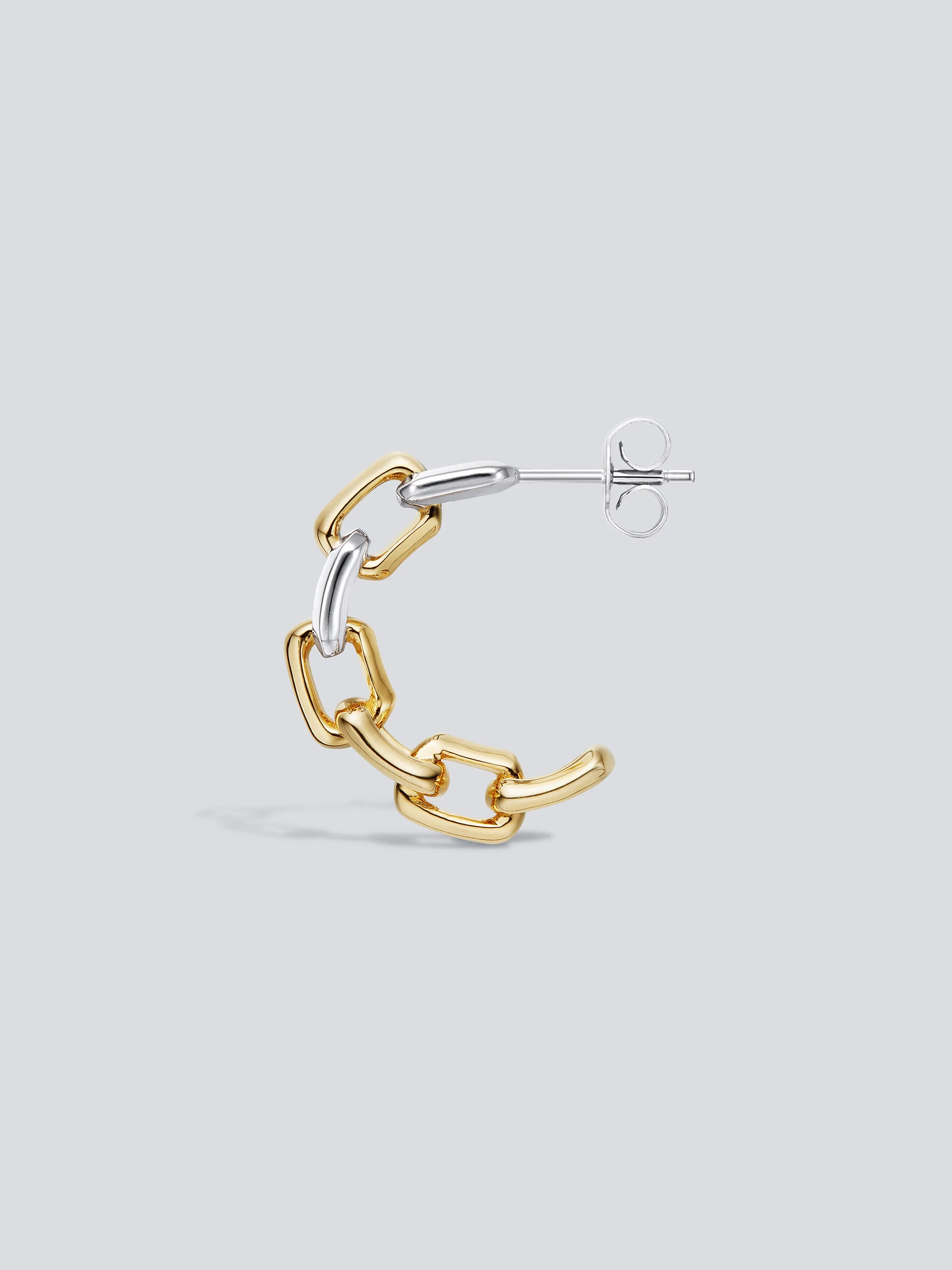 Two Tone Gem Chain Link Hoop Earring