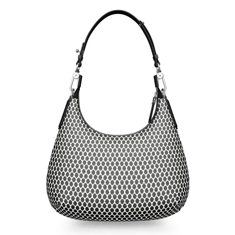 Vampire Art Grunge Victorian Retro Black & White Dots Mini Curve Bag