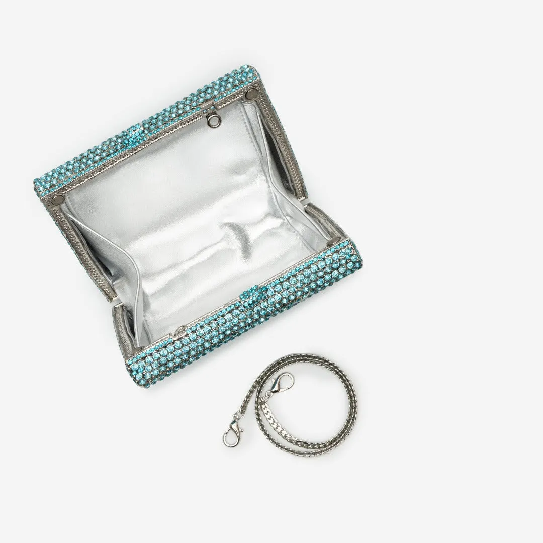 Sky Blue Victoria Crystals Clutch Bag - Elegant and Stylish