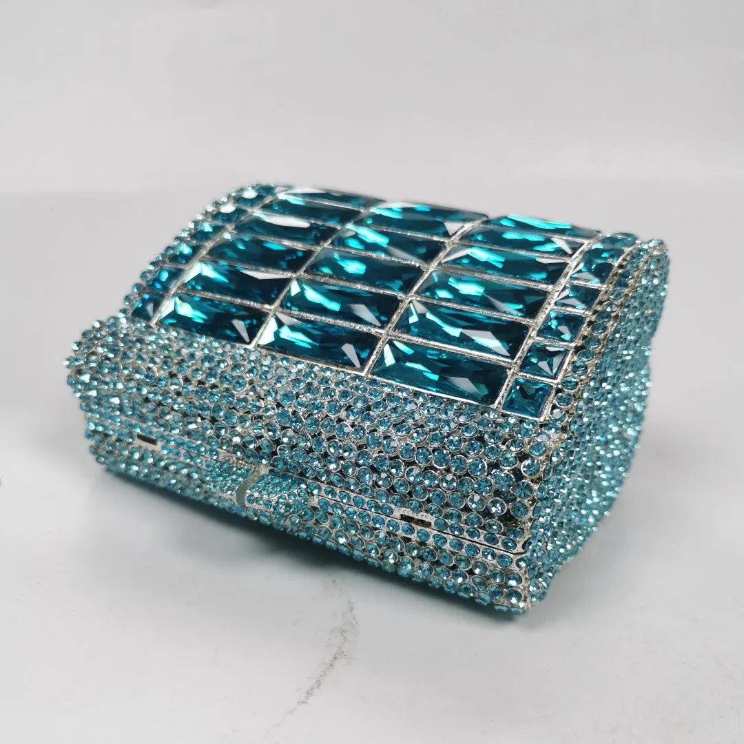 Sky Blue Victoria Crystals Clutch Bag - Elegant and Stylish