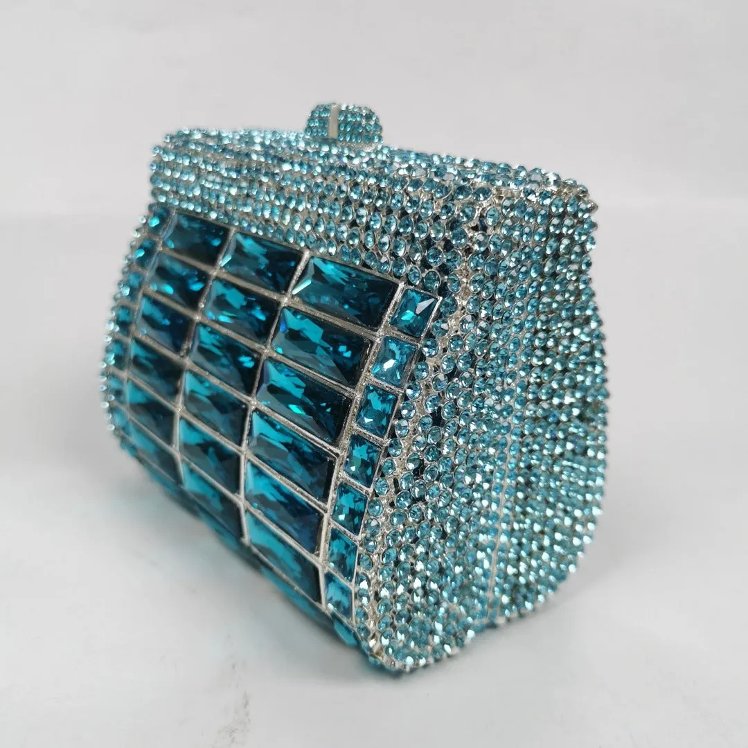 Sky Blue Victoria Crystals Clutch Bag - Elegant and Stylish