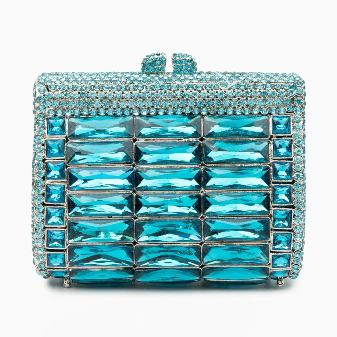 Sky Blue Victoria Crystals Clutch Bag - Elegant and Stylish