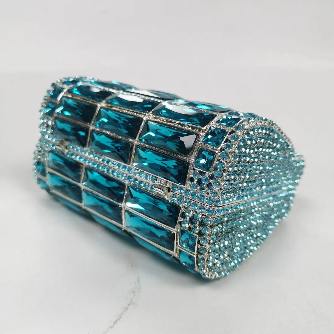 Sky Blue Victoria Crystals Clutch Bag - Elegant and Stylish