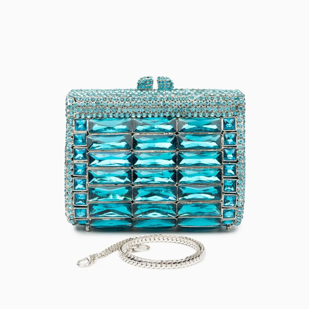 Sky Blue Victoria Crystals Clutch Bag - Elegant and Stylish